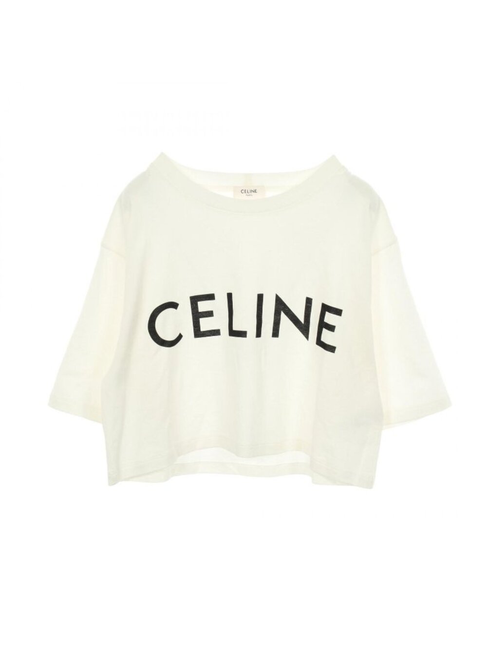 Celine Short Sleeve T-Shirt Logo Print Cropped Cotton